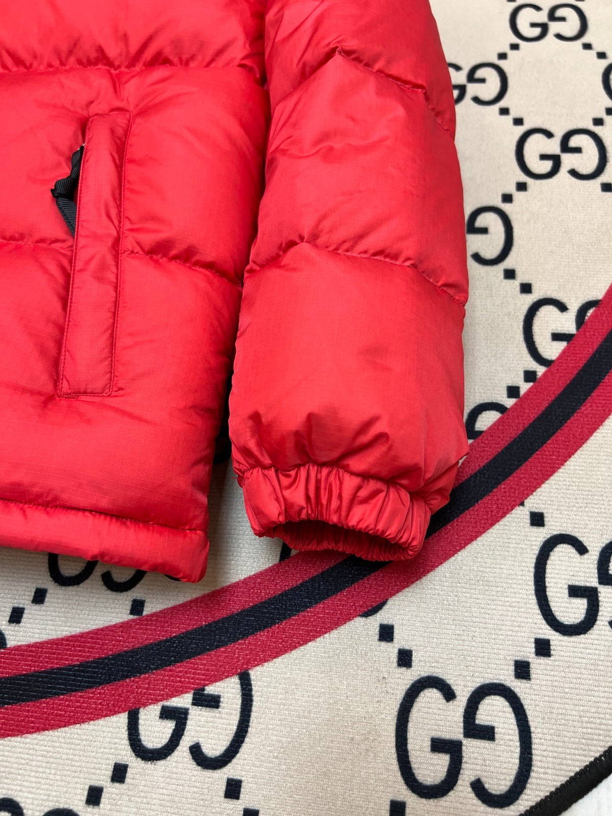 The North Face Red Black Colorblock Puffer Jacket
