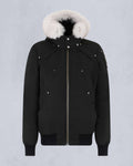 Moose Knuckles Black White Trim Hooded Bomber Jacket