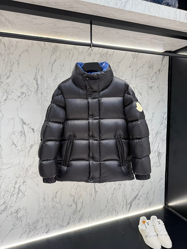 Moncler Black Blue Lining High Collar Puffer Jacket