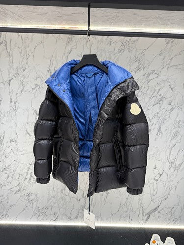 Moncler Black Blue Lining High Collar Puffer Jacket