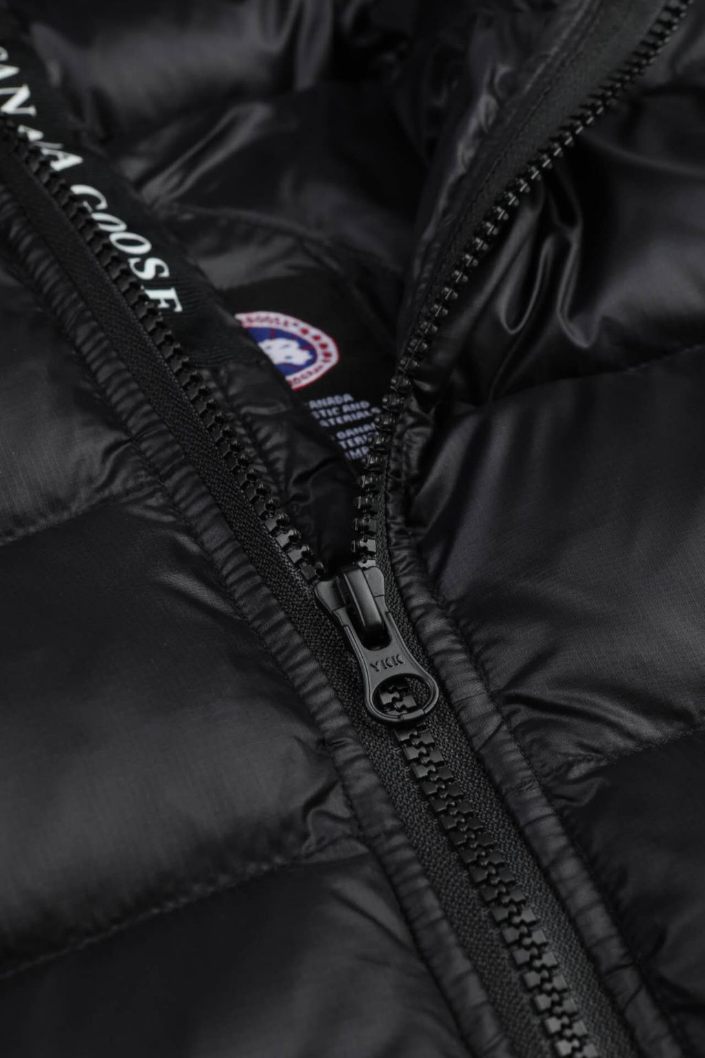 Canada Goose Black Hooded Puffer Jacket with Contrast Stripes