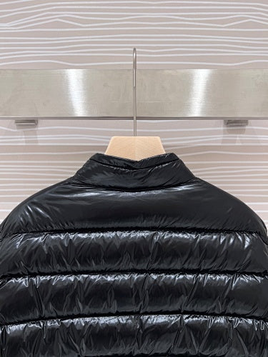 Moncler Black Glossy Stand Collar Quilted Puffer Jacket