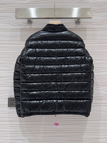 Moncler Black Glossy Stand Collar Quilted Puffer Jacket
