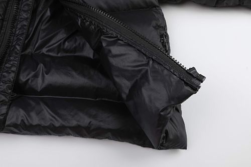 Canada Goose Black Hooded Puffer Jacket with Contrast Stripes