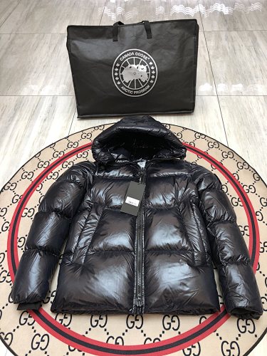 Canada Goose Black Glossy Hooded Puffer Jacket