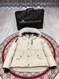 Moose Knuckles Ivory White Quilted Hooded Jacket