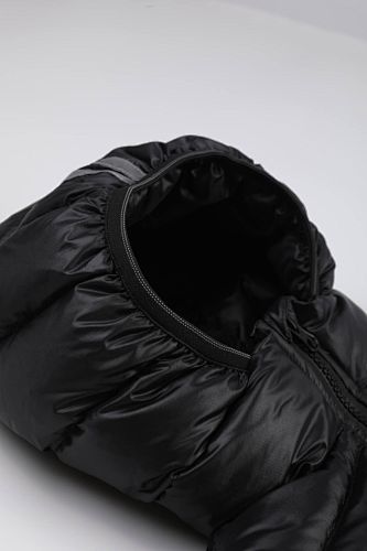 Canada Goose Black Hooded Puffer Jacket with Contrast Stripes