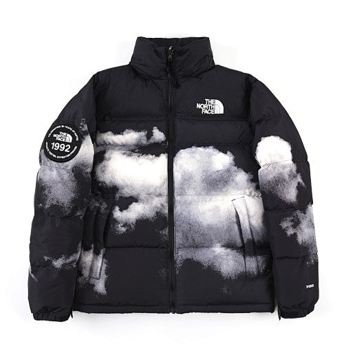 The North Face Black White Cloud Print Puffer Jacket