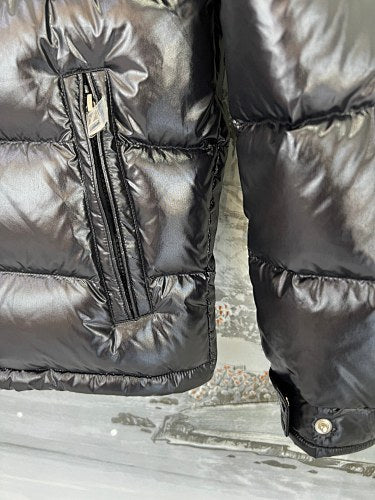 Moncler Black Glossy Hooded Quilted Puffer Jacket