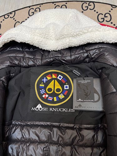 Moose Knuckles Ivory White Hooded Teddy Fleece Jacket