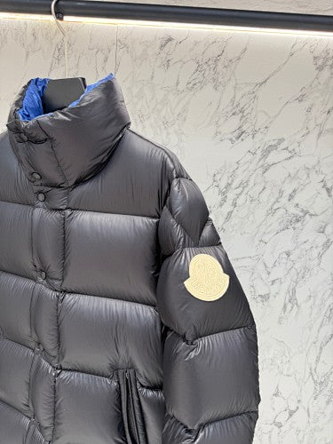 Moncler Black Blue Lining High Collar Puffer Jacket