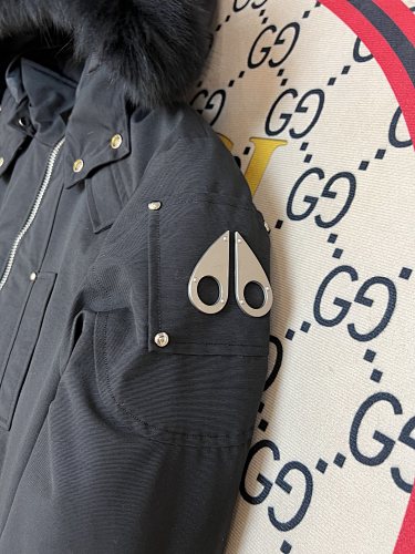 Moose Knuckles Black Hooded Bomber Jacket
