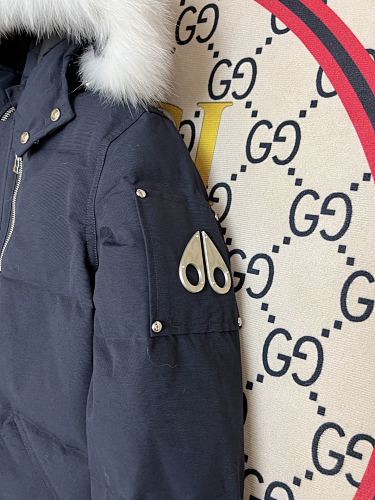 Moose Knuckles Navy Blue Quilted Back Hooded Jacket