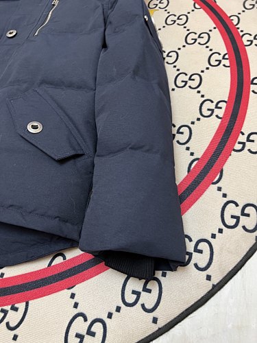 Moose Knuckles Navy Blue Quilted Back Hooded Jacket