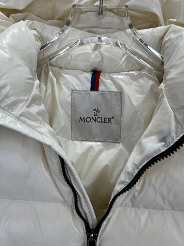 Moncler Ivory White Glossy Hooded Quil quilted Puffer Jacket