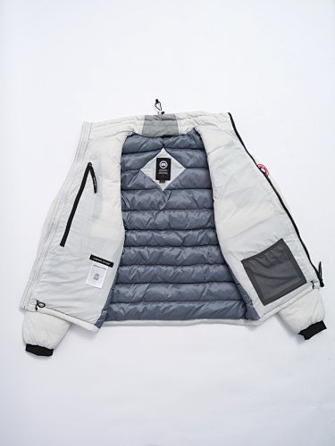 Canada Goose White Stand Collar Zip-Front Puffer Jacket
