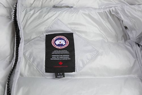 Canada Goose Silver Gray Hooded Puffer Jacket with Contrast Stripes