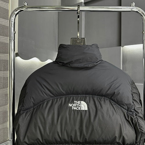 The North Face Black White Logo Stand Collar Puffer Jacket