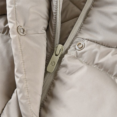 Lululemon Stone Beige Logo Hooded Quilted Puffer Jacket