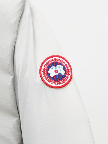 Canada Goose White Stand Collar Zip-Front Puffer Jacket