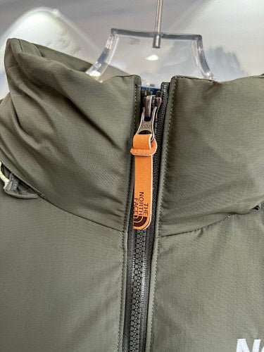 The North Face Blue Olive Green Colorblock Puffer Jacket