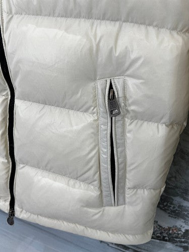 Moncler Ivory White Glossy Hooded Quil quilted Puffer Jacket