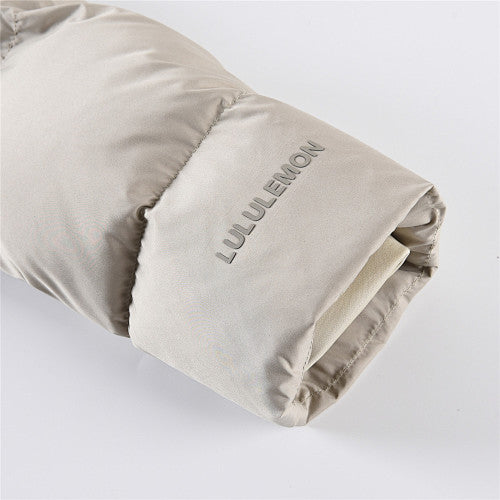 Lululemon Stone Beige Logo Hooded Quilted Puffer Jacket