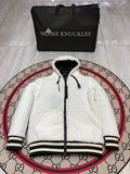 Moose Knuckles Ivory White Hooded Teddy Fleece Jacket