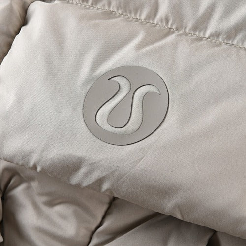 Lululemon Stone Beige Logo Hooded Quilted Puffer Jacket