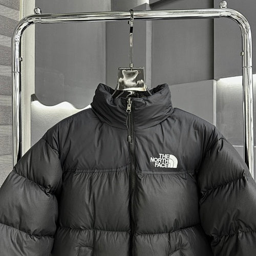 The North Face Black White Logo Stand Collar Puffer Jacket