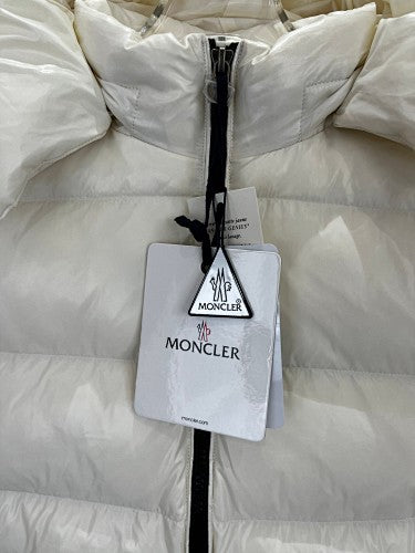 Moncler Ivory White Glossy Hooded Quil quilted Puffer Jacket
