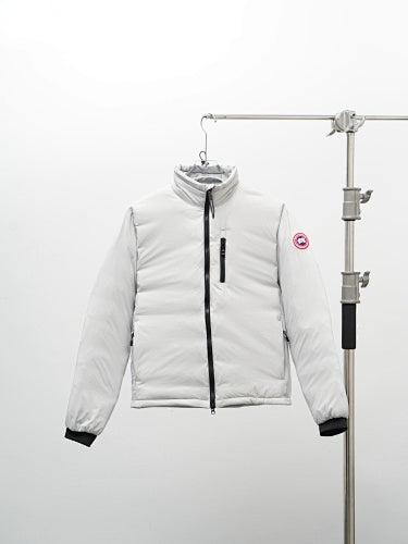 Canada Goose White Stand Collar Zip-Front Puffer Jacket