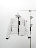 Canada Goose White Stand Collar Zip-Front Puffer Jacket