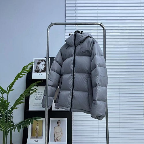 The North Face Slate Gray Hooded Quilted Puffer Jacket