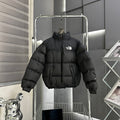 The North Face Black White Logo Stand Collar Puffer Jacket