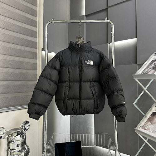 The North Face Black White Logo Stand Collar Puffer Jacket