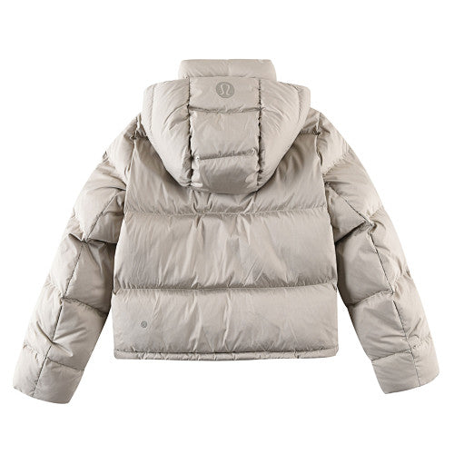 Lululemon Stone Beige Logo Hooded Quilted Puffer Jacket