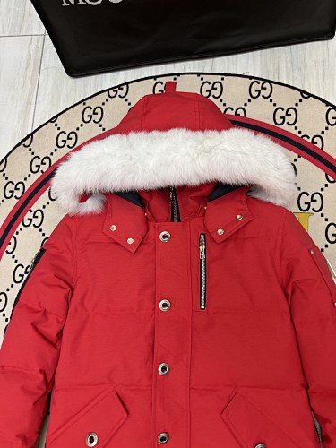Moose Knuckles Red Quilted Back Hooded Jacket