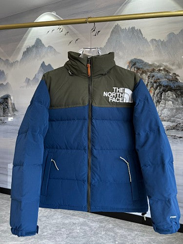 The North Face Blue Olive Green Colorblock Puffer Jacket