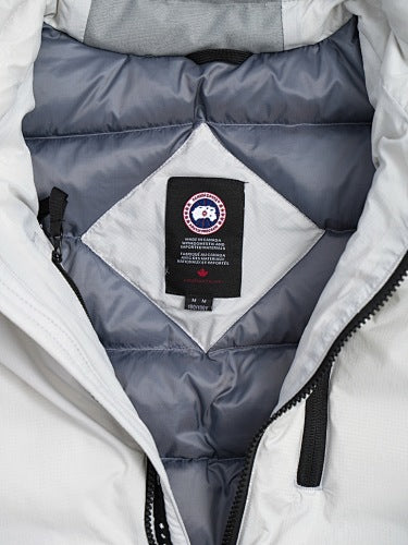 Canada Goose White Stand Collar Zip-Front Puffer Jacket