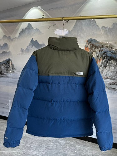 The North Face Blue Olive Green Colorblock Puffer Jacket