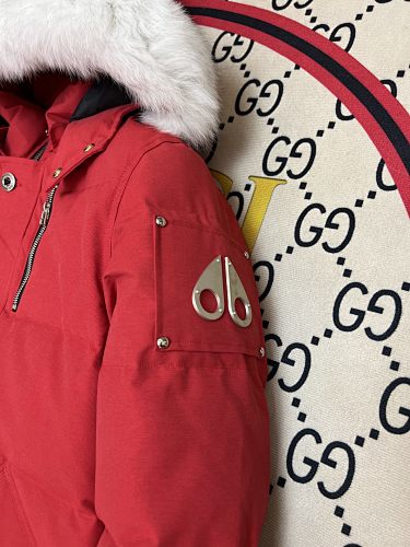 Moose Knuckles Red Quilted Back Hooded Jacket