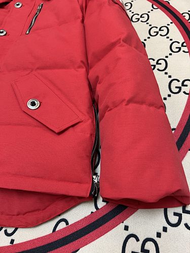 Moose Knuckles Red Quilted Back Hooded Jacket