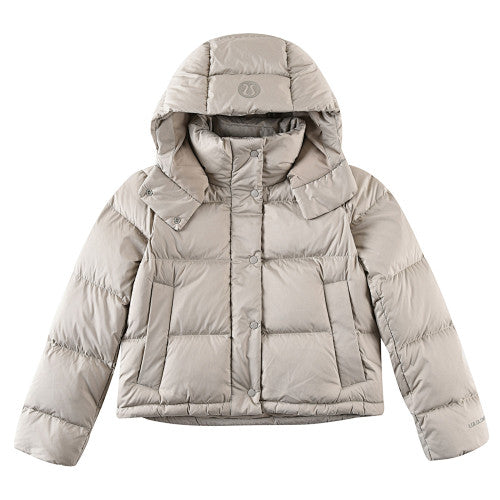 Lululemon Stone Beige Logo Hooded Quilted Puffer Jacket