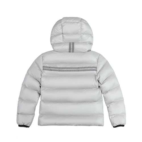 Canada Goose Silver Gray Hooded Puffer Jacket with Contrast Stripes