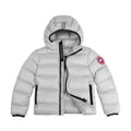 Canada Goose Silver Gray Hooded Puffer Jacket with Contrast Stripes