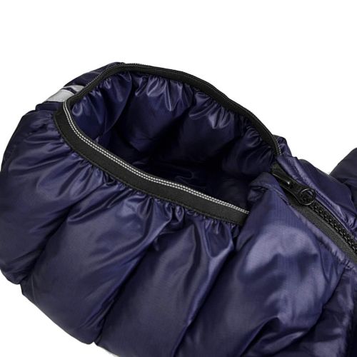 Canada Goose Navy Blue Hooded Puffer Jacket with Contrast Stripes