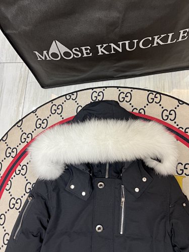 Moose Knuckles Black Quilted Back Hooded Jacket