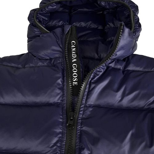 Canada Goose Navy Blue Hooded Puffer Jacket with Contrast Stripes