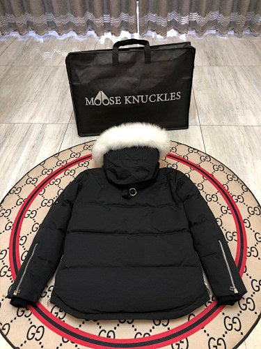 Moose Knuckles Black Quilted Back Hooded Jacket